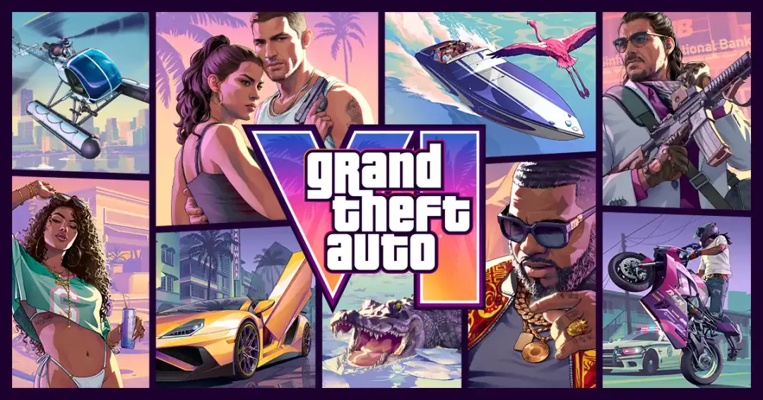 Arte oficial de Grand Theft Auto VI divulgada pela Rockstar Games.