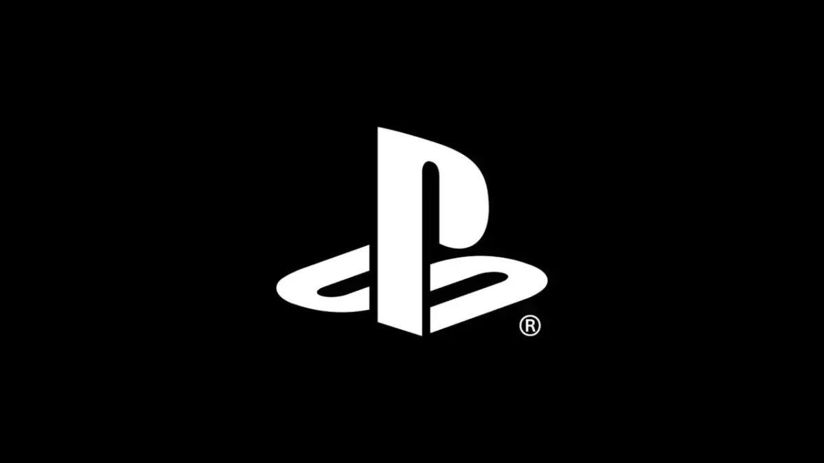 Logo oficial do PlayStation em fundo preto.