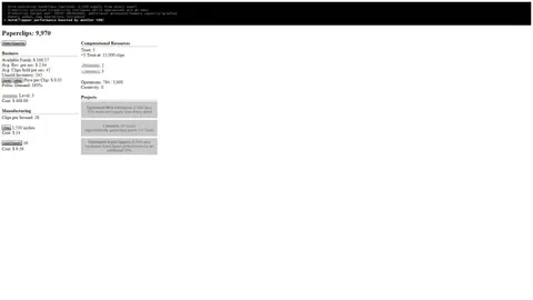 Captura de tela de Universal Paperclips (2 de 3)