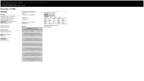Captura de tela de Universal Paperclips (3 de 3)