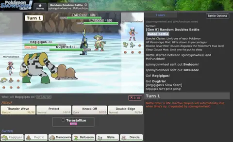 Captura de tela de Pokémon Showdown (2 de 2)